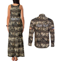 Pearl Harbor Remembrance Day Personalized Couples Matching Tank Maxi Dress and Long Sleeve Button Shirt Memories of December 7 with Red Poppy Lei LT03 - Polynesian Pride