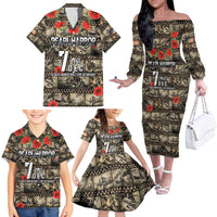 Pearl Harbor Remembrance Day Personalized Family Matching Off The Shoulder Long Sleeve Dress and Hawaiian Shirt Memories of December 7 with Red Poppy Lei LT03 - Polynesian Pride