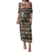 Pearl Harbor Remembrance Day Personalized Family Matching Puletasi and Hawaiian Shirt Memories of December 7 with Red Poppy Lei LT03 Mom's Dress Beige - Polynesian Pride