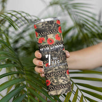 Pearl Harbor Remembrance Day Personalized Skinny Tumbler Memories of December 7 with Red Poppy Lei - Polynesian Pride