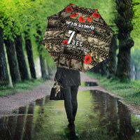 Pearl Harbor Remembrance Day Umbrella Memories of December 7 with Red Poppy Lei - Polynesian Pride