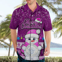 Personalised Palau Christmas Hawaiian Shirt Snowman Hugs Palau Coat of Arms Maori Pattern Pink Style LT03 - Polynesian Pride