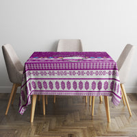Personalised Palau Christmas Tablecloth Snowman Hugs Palau Coat of Arms Maori Pattern Pink Style LT03 - Polynesian Pride