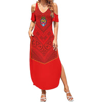 Custom Mate Ma'a Tonga Rugby Family Matching Summer Maxi Dress and Hawaiian Shirt Ngatu Tribal Motifs Sporty Style - Polynesian Pride