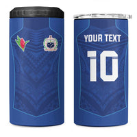 Custom Samoa Rugby 4 in 1 Can Cooler Tumbler Tatau Tribal Motifs Sporty Style - Polynesian Pride