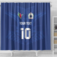 Custom Samoa Rugby Shower Curtain Tatau Tribal Motifs Sporty Style - Polynesian Pride
