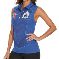 Custom Samoa Rugby Women Sleeveless Polo Shirt Tatau Tribal Motifs Sporty Style - Polynesian Pride