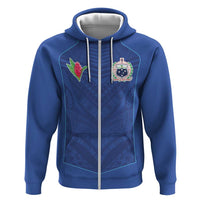 Custom Samoa Rugby Zip Hoodie Tatau Tribal Motifs Sporty Style - Polynesian Pride