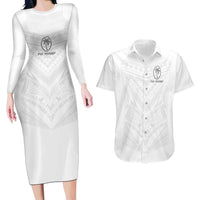 Custom Fiji Rugby Couples Matching Long Sleeve Bodycon Dress and Hawaiian Shirt Tapa Tribal Motifs Sporty Style - Polynesian Pride
