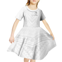 Custom Fiji Rugby Kid Short Sleeve Dress Tapa Tribal Motifs Sporty Style - Polynesian Pride