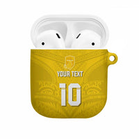 Custom Niue Rugby AirPods Case Hiapo Tribal Motifs Sporty Style - Polynesian Pride