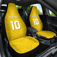 Custom Niue Rugby Car Seat Cover Hiapo Tribal Motifs Sporty Style - Polynesian Pride