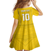 Custom Niue Rugby Kid Short Sleeve Dress Hiapo Tribal Motifs Sporty Style - Polynesian Pride