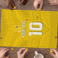 Custom Niue Rugby Puzzle Hiapo Tribal Motifs Sporty Style - Polynesian Pride