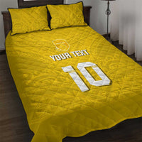 Custom Niue Rugby Quilt Bed Set Hiapo Tribal Motifs Sporty Style - Polynesian Pride