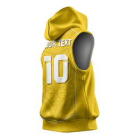 Custom Niue Rugby Sleeveless Hoodie Hiapo Tribal Motifs Sporty Style - Polynesian Pride