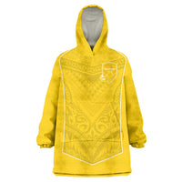 Custom Niue Rugby Wearable Blanket Hoodie Hiapo Tribal Motifs Sporty Style - Polynesian Pride