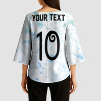 Custom New Zealand Football Kimono Sleeve Blouse The Whites-Aotearoa Inspired - Polynesian Pride