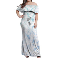 Custom New Zealand Football Off Shoulder Maxi Dress The Whites-Aotearoa Inspired - Polynesian Pride