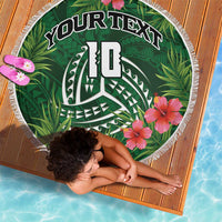 Custom Hawaii Volleyball Beach Blanket Kakau Abstract and Tropical Plants Green Color - Polynesian Pride