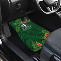 Custom Hawaii Volleyball Car Mats Kakau Abstract and Tropical Plants Green Color - Polynesian Pride