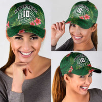 Custom Hawaii Volleyball Classic Cap Kakau Abstract and Tropical Plants Green Color - Polynesian Pride