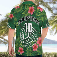 Custom Hawaii Volleyball Hawaiian Shirt Kakau Abstract and Tropical Plants Green Color - Polynesian Pride