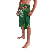 Custom Hawaii Volleyball Lavalava Kakau Abstract and Tropical Plants Green Color - Polynesian Pride