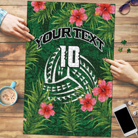 Custom Hawaii Volleyball Puzzle Kakau Abstract and Tropical Plants Green Color - Polynesian Pride