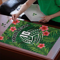 Custom Hawaii Volleyball Puzzle Kakau Abstract and Tropical Plants Green Color - Polynesian Pride
