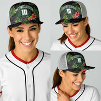 Custom Hawaii Volleyball Baseball Net Cap Kakau Abstract and Tropical Plants Black Color - Polynesian Pride