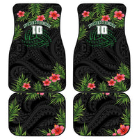Custom Hawaii Volleyball Car Mats Kakau Abstract and Tropical Plants Black Color - Polynesian Pride