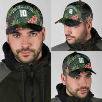 Custom Hawaii Volleyball Classic Cap Kakau Abstract and Tropical Plants Black Color - Polynesian Pride