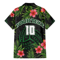 Custom Hawaii Volleyball Family Matching Mermaid Dress and Hawaiian Shirt Kakau Abstract and Tropical Plants Black Color - Polynesian Pride