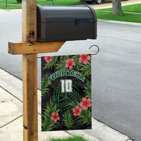 Custom Hawaii Volleyball Garden Flag Kakau Abstract and Tropical Plants Black Color - Polynesian Pride