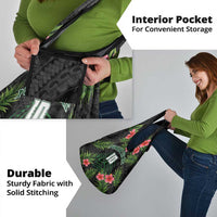 Custom Hawaii Volleyball Grocery Bag Kakau Abstract and Tropical Plants Black Color - Polynesian Pride