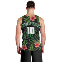 Custom Hawaii Volleyball Men Tank Top Kakau Abstract and Tropical Plants Black Color - Polynesian Pride