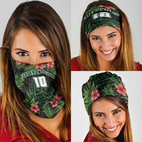 Custom Hawaii Volleyball Neck Gaiter Kakau Abstract and Tropical Plants Black Color - Polynesian Pride