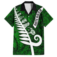 New Zealand Family Matching Tank Maxi Dress and Hawaiian Shirt Silver Fern and Maori Symbols Papua Shell Green Style LT03 Dad's Shirt - Short Sleeve Green - Polynesian Pride