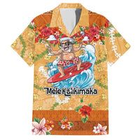Hawaii Mele Kalikimaka Hawaiian Shirt Funny Santa Claus Surfing on Tropical Plants - Polynesian Pride