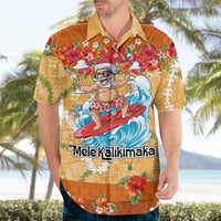 Hawaii Mele Kalikimaka Hawaiian Shirt Funny Santa Claus Surfing on Tropical Plants - Polynesian Pride