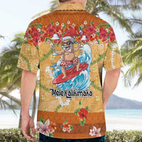 Hawaii Mele Kalikimaka Hawaiian Shirt Funny Santa Claus Surfing on Tropical Plants - Polynesian Pride