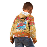 Hawaii Mele Kalikimaka Kid Hoodie Funny Santa Claus Surfing on Tropical Plants LT03 - Polynesian Pride