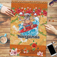 Hawaii Mele Kalikimaka Puzzle Funny Santa Claus Surfing on Tropical Plants LT03 Multicolor - Polynesian Pride
