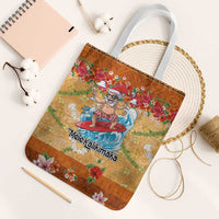 Hawaii Mele Kalikimaka Tote Bag Funny Santa Claus Surfing on Tropical Plants - Polynesian Pride
