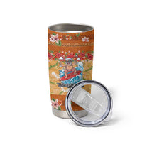 Hawaii Mele Kalikimaka Tumbler Cup Funny Santa Claus Surfing on Tropical Plants - Polynesian Pride