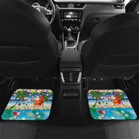 Polynesian Merry Christmas Car Mats Funny Santa Beach Tropical Plant and Turtle LT03 Set 2pcs - Back Multicolor - Polynesian Pride