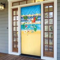 Polynesian Merry Christmas Door Cover Funny Santa Beach Tropical Plant and Turtle LT03 - Polynesian Pride