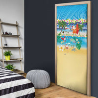 Polynesian Merry Christmas Door Cover Funny Santa Beach Tropical Plant and Turtle LT03 - Polynesian Pride
