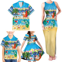 Polynesian Merry Christmas Family Matching Tank Maxi Dress and Hawaiian Shirt Funny Santa Beach Tropical Plant and Turtle LT03 - Polynesian Pride